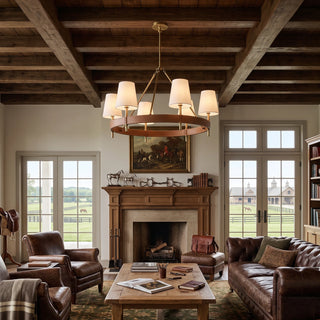 Bridell Leather-Wrapped Brass Chandelier
