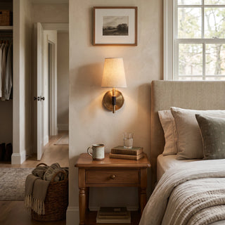 Bridell Leather-Wrapped Brass Wall Sconce
