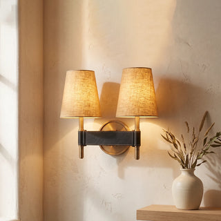 Bridell Leather-Wrapped Brass Wall Sconce