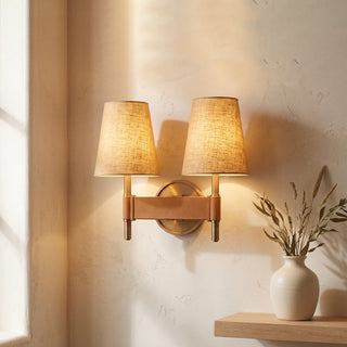 Bridell Leather-Wrapped Brass Wall Sconce