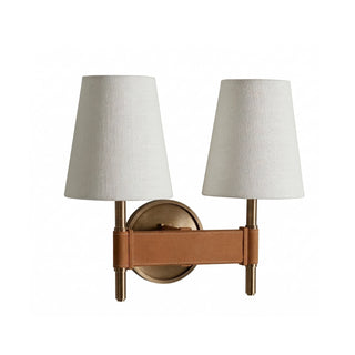 Bridell Leather-Wrapped Brass Wall Sconce