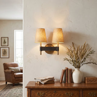 Bridell Leather-Wrapped Brass Wall Sconce