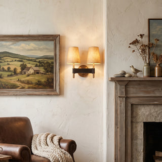 Bridell Leather-Wrapped Brass Wall Sconce