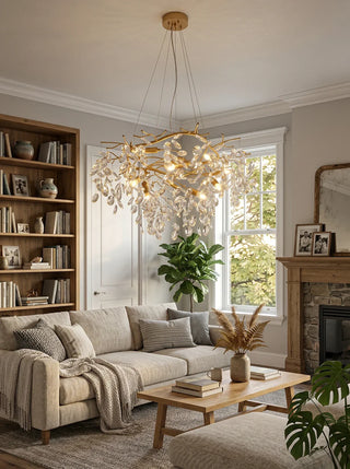 Crystal Teardrop Brass Chandelier