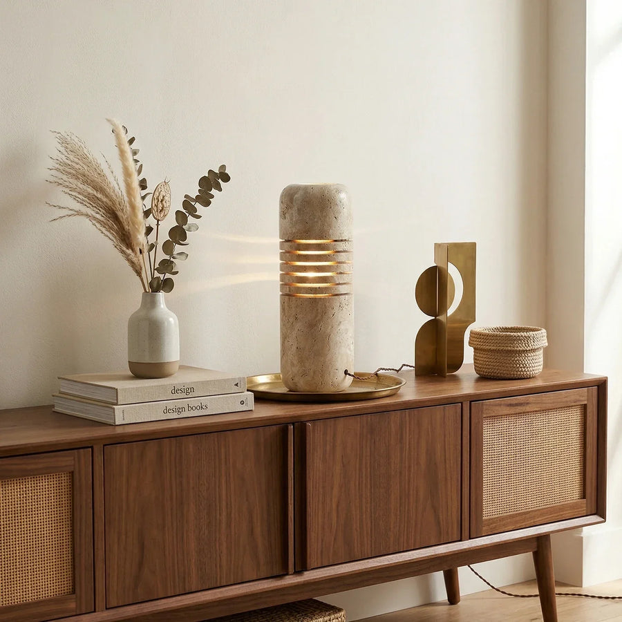Bucket Stone Travertine Table Lamp