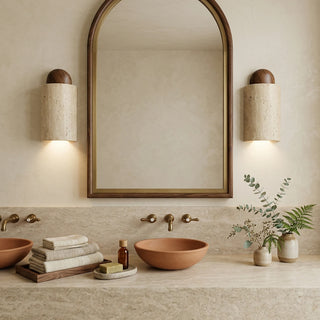 Caldara Capsule-Shaped Travertine Wall Lamp - Vidirlighting