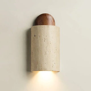 Caldara Capsule-Shaped Travertine Wall Lamp - Vidirlighting