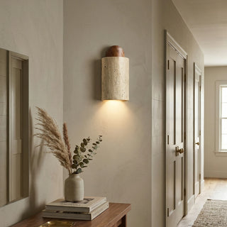 Caldara Capsule-Shaped Travertine Wall Lamp - Vidirlighting