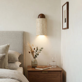 Caldara Capsule-Shaped Travertine Wall Lamp - Vidirlighting