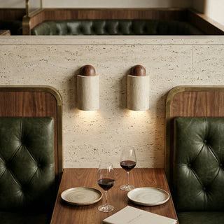Caldara Capsule-Shaped Travertine Wall Lamp - Vidirlighting