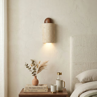 Caldara Capsule-Shaped Travertine Wall Lamp - Vidirlighting