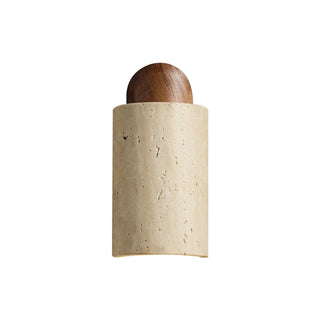 Caldara Capsule-Shaped Travertine Wall Lamp - Vidirlighting