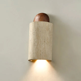 Caldara Capsule-Shaped Travertine Wall Lamp - Vidirlighting