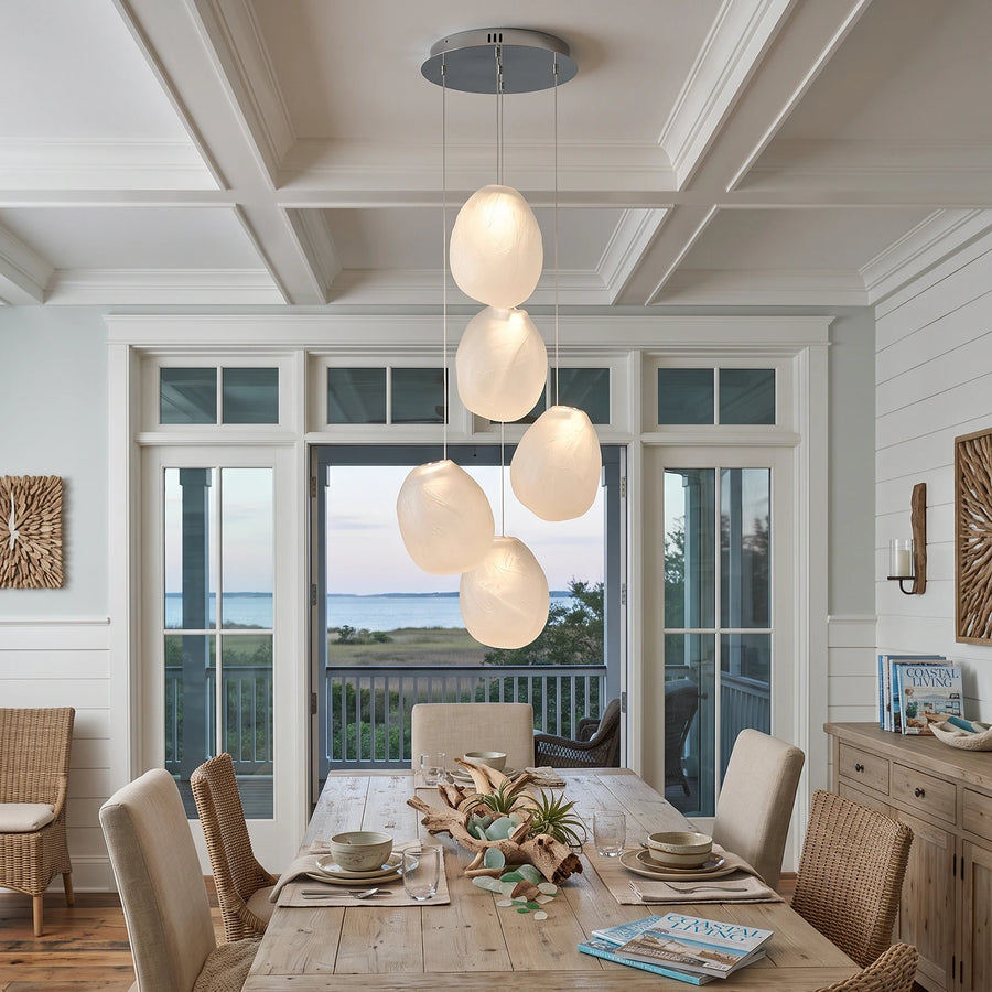 Calyra Textured Glass Pebble Chandelier