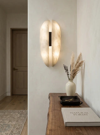 Capsule Alabaster Veil Leather Wall Light - Vidirlighting