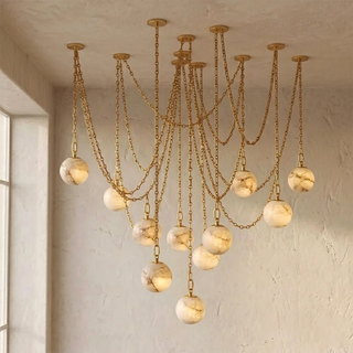 Alabaster Spherical Chain Chandelier