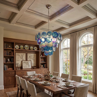 Cerulea Iridescent Deep Blue Disc Chandelier