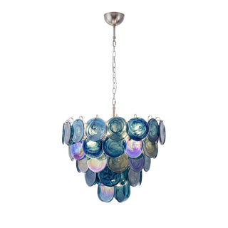 Cerulea Iridescent Deep Blue Disc Chandelier