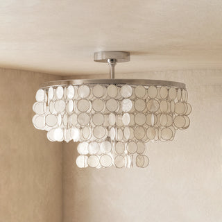 Chrome Natural Capiz Shell Disc Ceiling Light