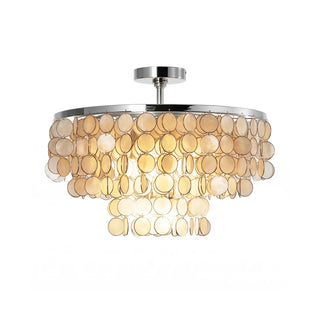 Chrome Natural Capiz Shell Disc Ceiling Light - Vidirlighting