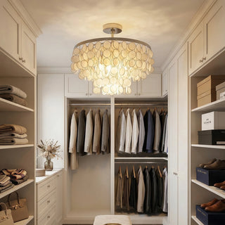 Chrome Natural Capiz Shell Disc Ceiling Light - Vidirlighting