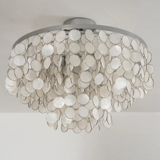 Chrome Natural Capiz Shell Disc Ceiling Light - Vidirlighting