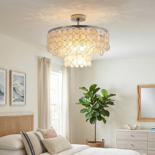 Chrome Natural Capiz Shell Disc Ceiling Light - Vidirlighting