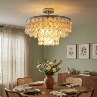 Chrome Natural Capiz Shell Disc Ceiling Light - Vidirlighting