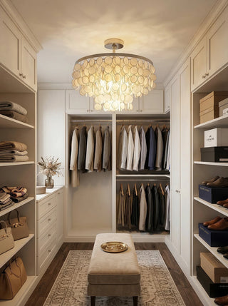 Chrome Natural Capiz Shell Disc Ceiling Light - Vidirlighting