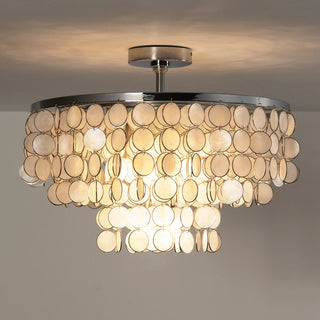 Chrome Natural Capiz Shell Disc Ceiling Light - Vidirlighting