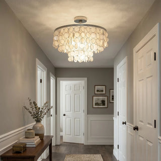 Chrome Natural Capiz Shell Disc Ceiling Light - Vidirlighting