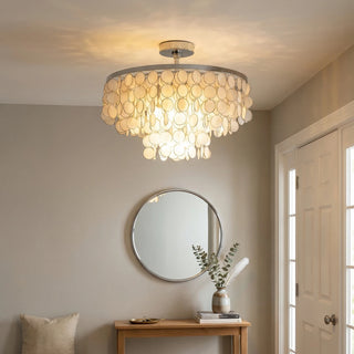 Chrome Natural Capiz Shell Disc Ceiling Light - Vidirlighting