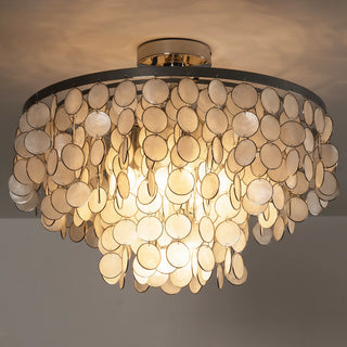 Chrome Natural Capiz Shell Disc Ceiling Light - Vidirlighting