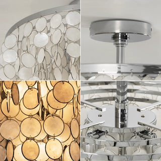 Chrome Natural Capiz Shell Disc Ceiling Light - Vidirlighting