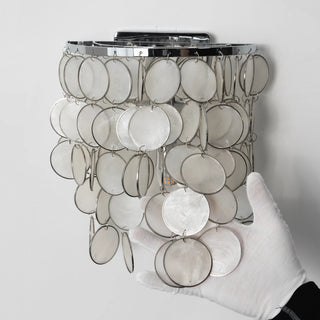 Chrome Round Tiered Capiz Shell Wall Lamp - Vidirlighting