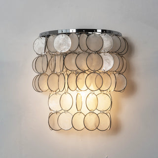 Chrome Round Tiered Capiz Shell Wall Lamp - Vidirlighting