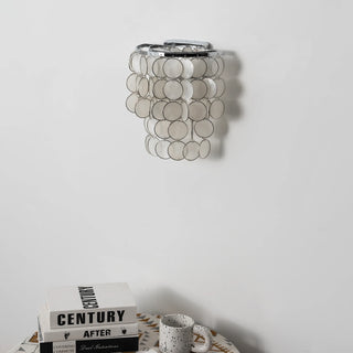 Chrome Round Tiered Capiz Shell Wall Lamp - Vidirlighting