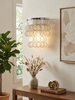Chrome Round Tiered Capiz Shell Wall Lamp - Vidirlighting