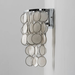 Chrome Round Tiered Capiz Shell Wall Lamp - Vidirlighting