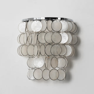 Chrome Round Tiered Capiz Shell Wall Lamp - Vidirlighting