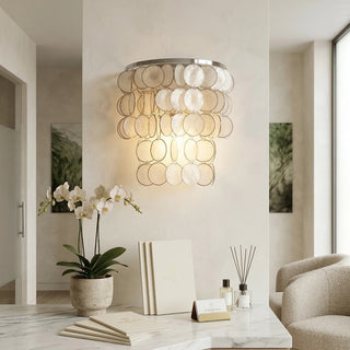 Chrome Round Tiered Capiz Shell Wall Lamp - Vidirlighting