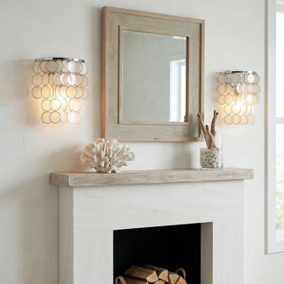 Chrome Round Tiered Capiz Shell Wall Lamp - Vidirlighting