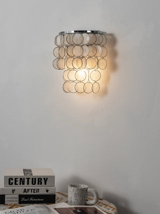 Chrome Round Tiered Capiz Shell Wall Lamp - Vidirlighting