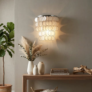 Chrome Round Tiered Capiz Shell Wall Lamp - Vidirlighting