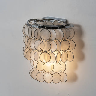 Chrome Round Tiered Capiz Shell Wall Lamp - Vidirlighting