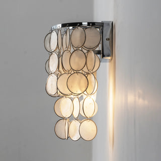 Chrome Round Tiered Capiz Shell Wall Lamp - Vidirlighting