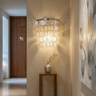 Chrome Round Tiered Capiz Shell Wall Lamp - Vidirlighting