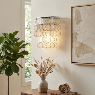 Chrome Round Tiered Capiz Shell Wall Lamp - Vidirlighting