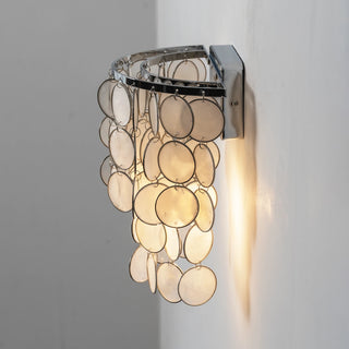 Chrome Round Tiered Capiz Shell Wall Lamp - Vidirlighting