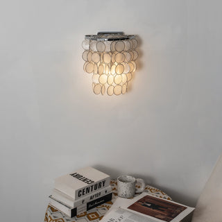Chrome Round Tiered Capiz Shell Wall Lamp - Vidirlighting